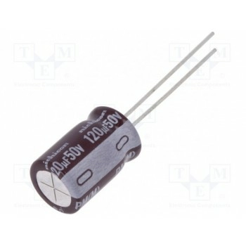 Конденсатор электролитический NICHICON UPM1H121MPD6