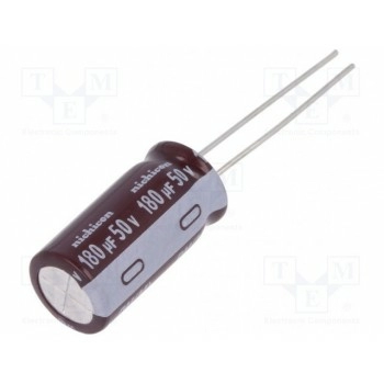Конденсатор электролитический NICHICON UPM1H181MPD