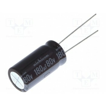 Конденсатор электролитический NICHICON UPM1K181MHD