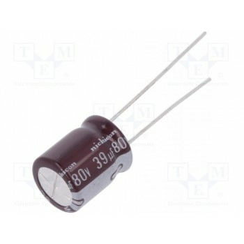 Конденсатор электролитический NICHICON UPM1K390MPD6