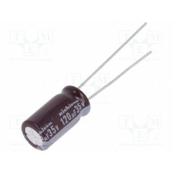 Конденсатор электролитический NICHICON UPM1V121MPD1TD
