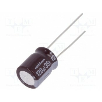 Конденсатор электролитический NICHICON UPM1V121MPD6
