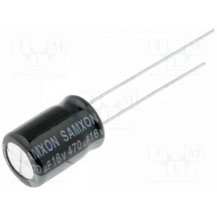 Конденсатор электролитический THT SAMXON KM 470U16V (KM470-16)
