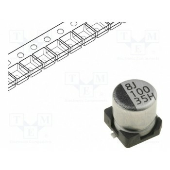 Конденсатор электролитический SMD TE Connectivity TYEH1V106E55MTR