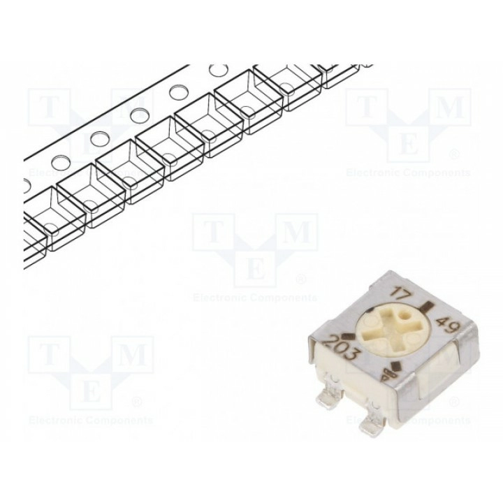 Потенциометр монтажный однооборотный VISHAY TS53YL203MR10 (TS53YL20K)