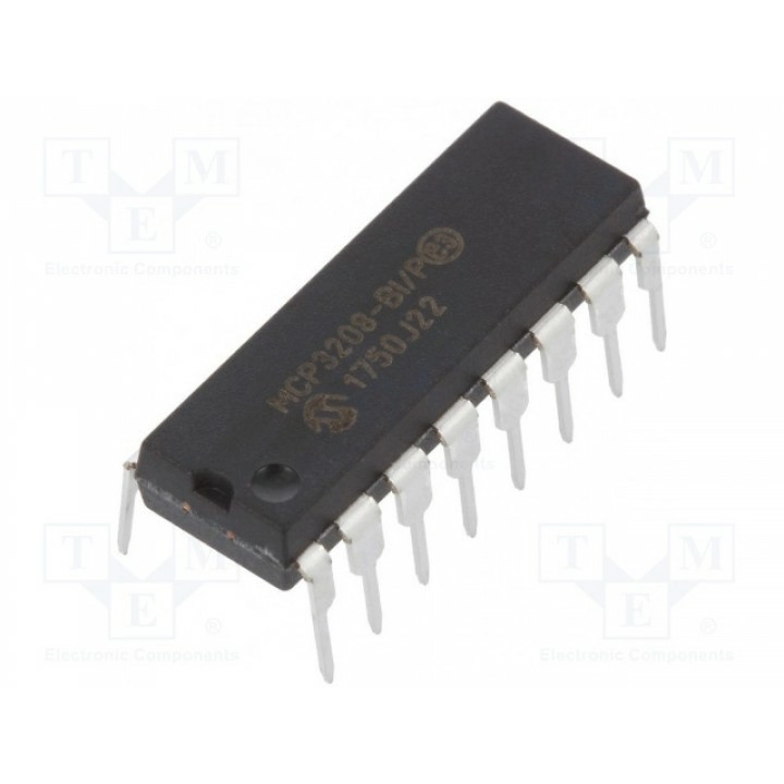 АЦП Каналы 8 12бит MICROCHIP TECHNOLOGY MCP3208-BIP (MCP3208-BI-P)